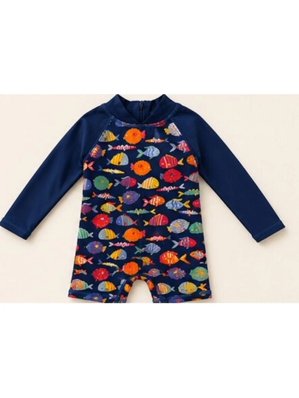 Toddler Kids Long Sleeve Fish Print Swimsuit Rash Guard